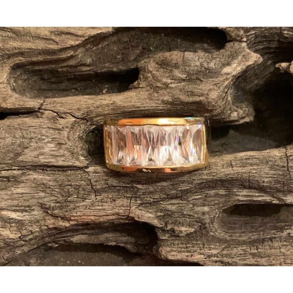 Gold  and CZ Baguette Ring by PJM